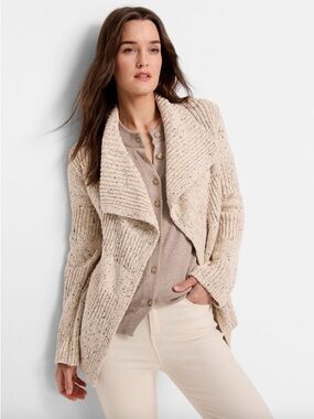 NIC+ZOE Cream Open-Front Knit Cardigan